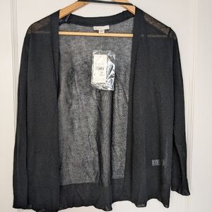 J/M Sportswear Medium Black Sheer Women's Lightweight Long Sleeve Cardigan NWT